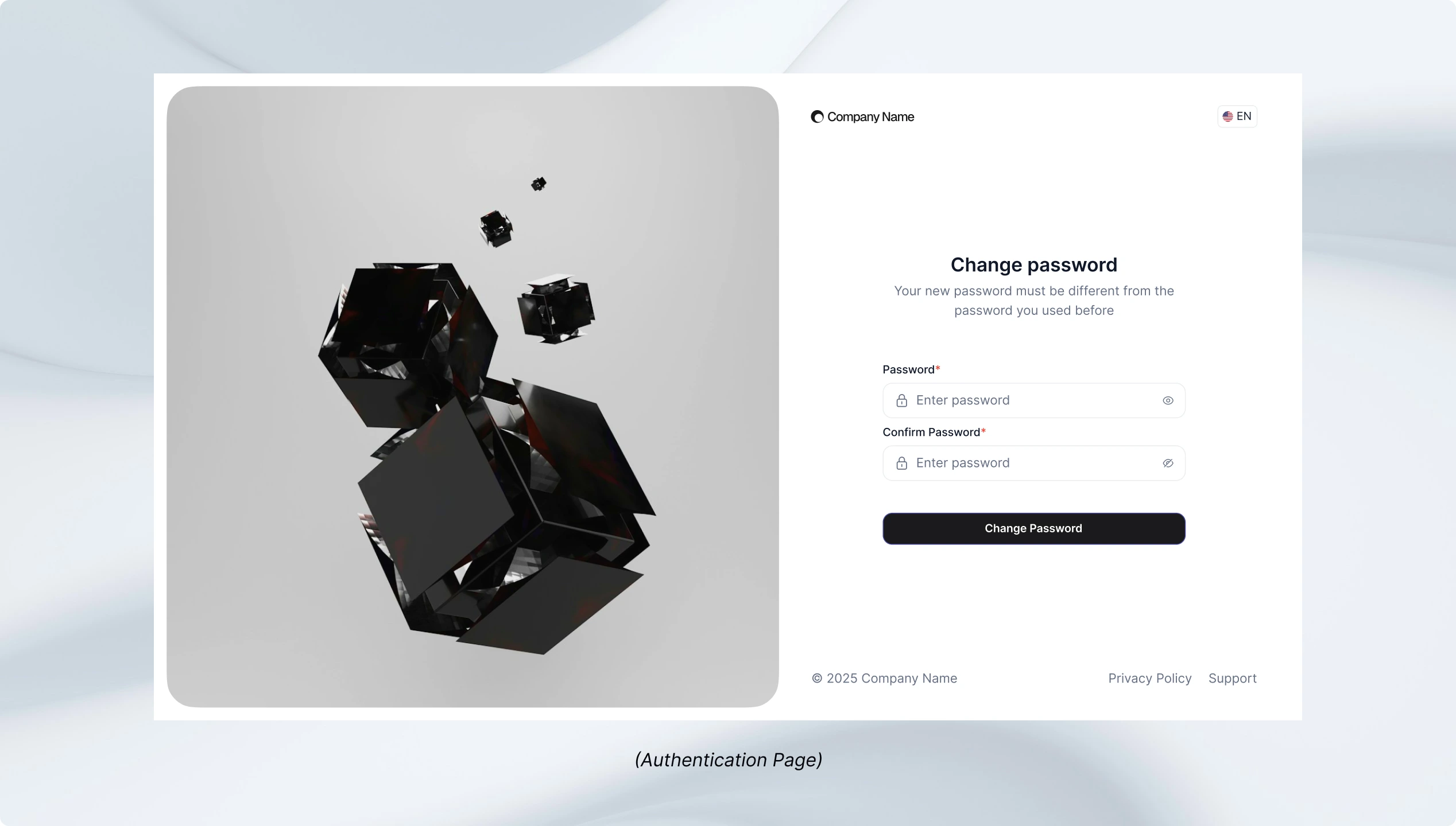Final solution — authentication page template — 3
